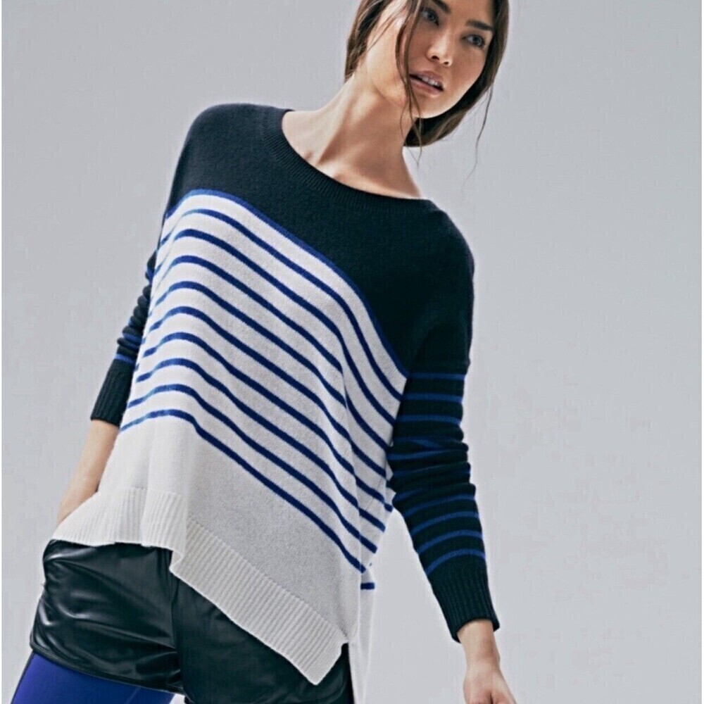 Derek Lam IOC Athleta 100% Cashmere Sweater Oversized Stripe Medium Womens Soft
